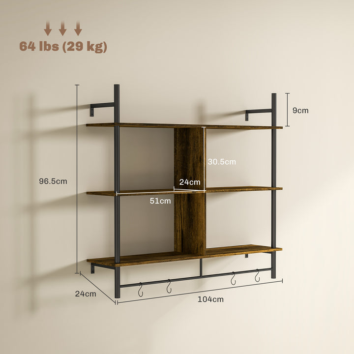 Three-Tier Floating Shelf - Brown/Black