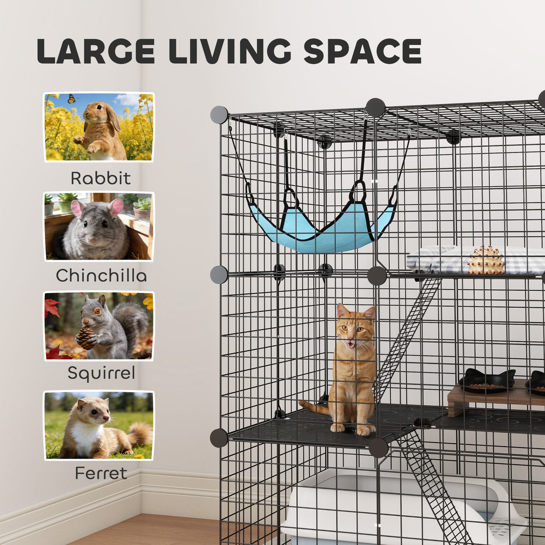 Indoor Cat Cage DIY Customizable 3-Tier Indoor Cat Enclosure with 3 Do