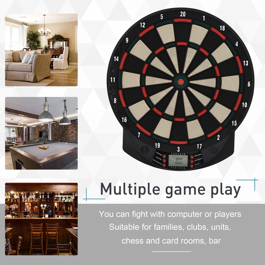 Electronic Hanging Dartboard LED Digital Score Set 27 Games and 202 Variations with 12 Soft Tip Darts