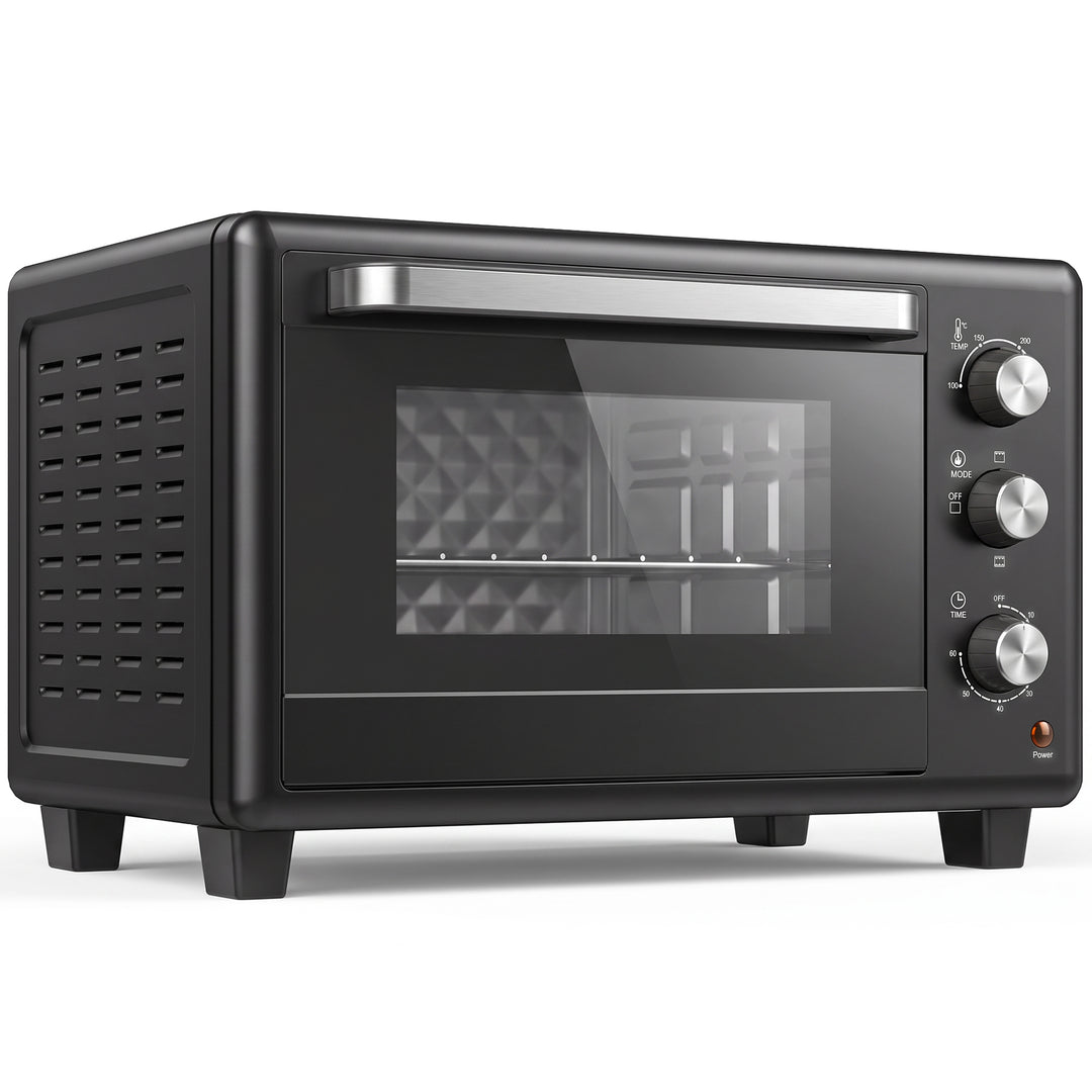 30L 60-230℃ Mini Electric Oven, with Accessories - Silver Tone - Black