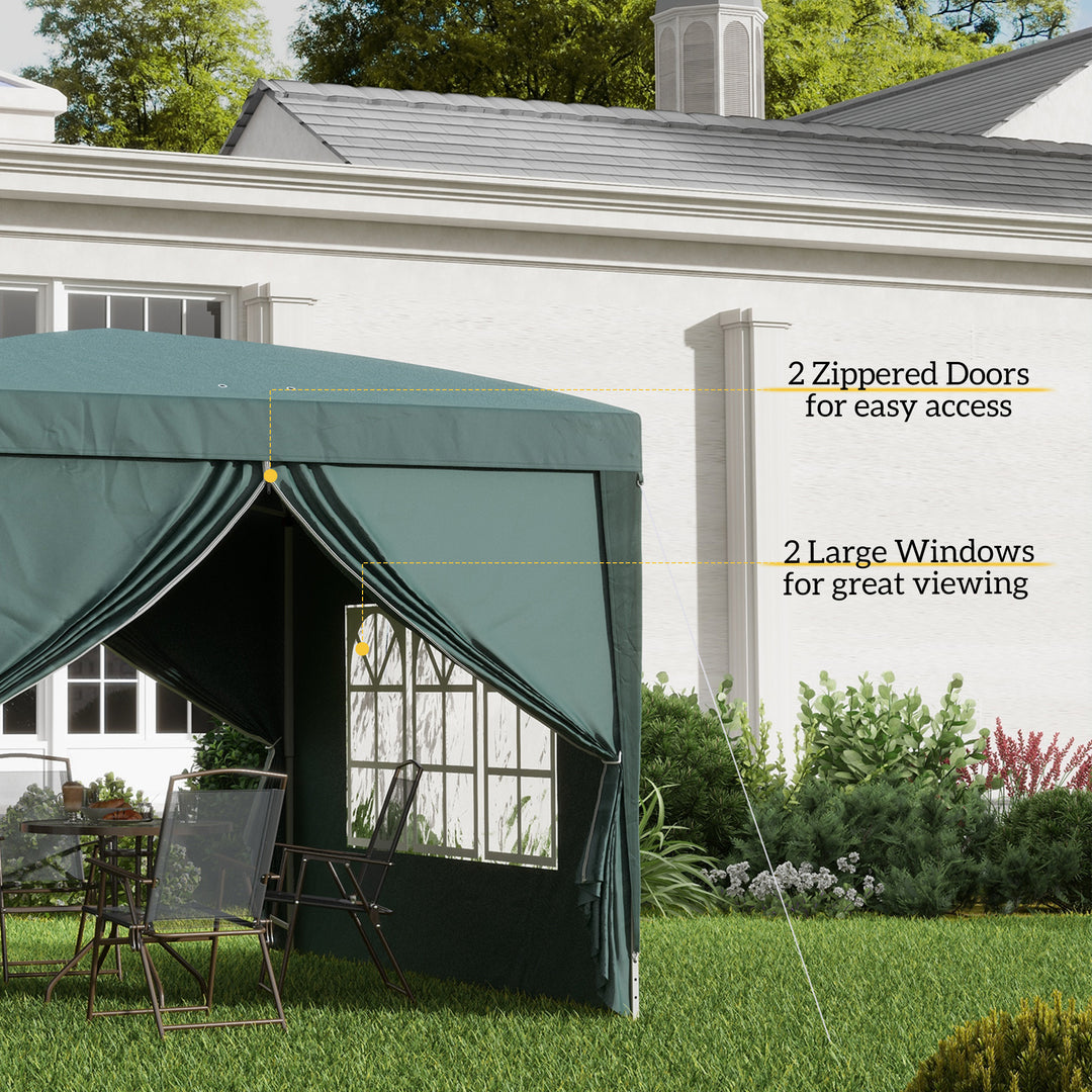 3 x 3m Pop Up Gazebo, Wedding Party Canopy Tent Marquee with Carry Bag and Windows, Green