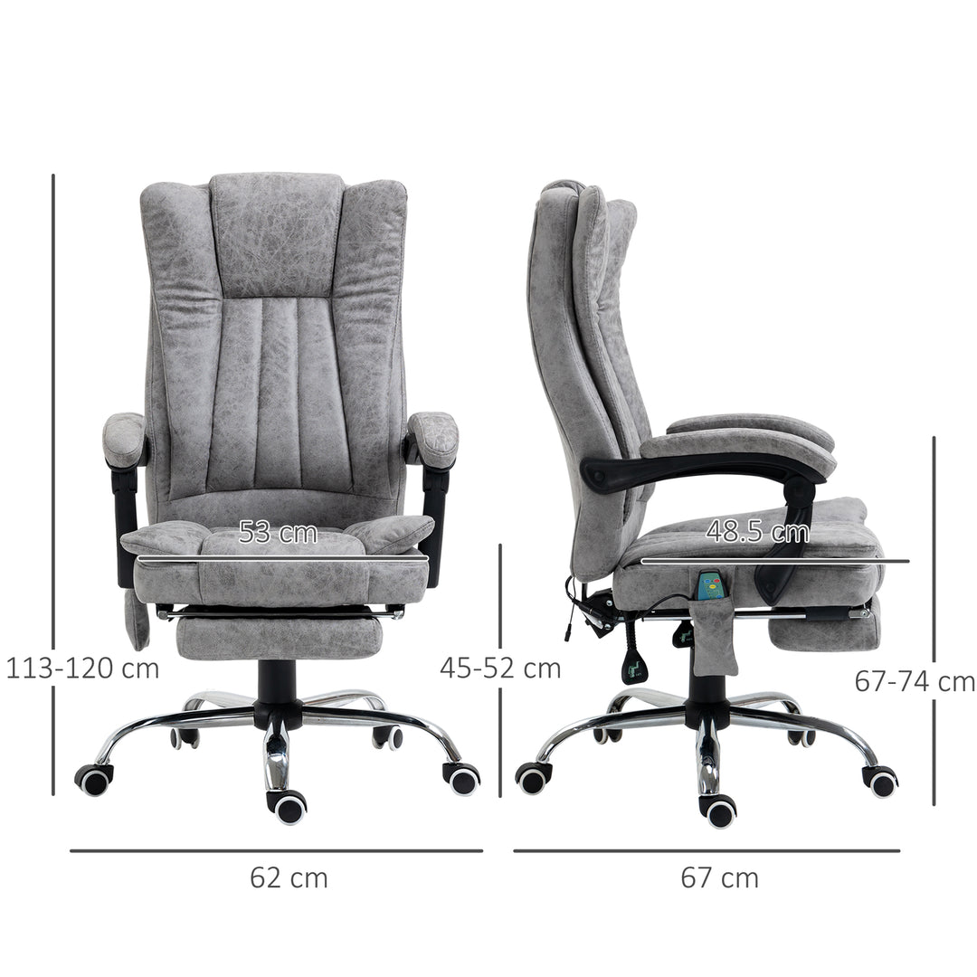 6 Point Vibrating Massage Office Chair with Heat, Breathable Faux Leather Office Chair with High Back, Height Adjustable Grey