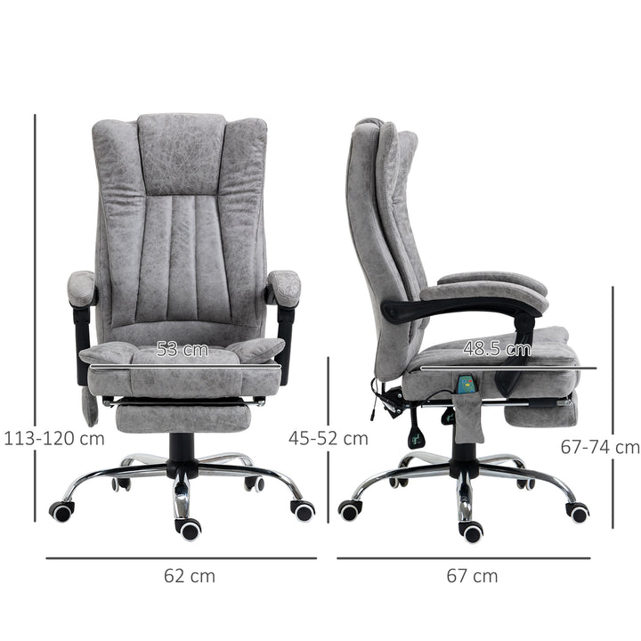 6 Point Vibrating Massage Office Chair with Heat, Breathable Faux Leather Office Chair with High Back, Height Adjustable Grey