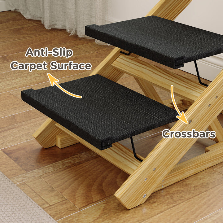 Adjustable Dog Steps Dog Ramp, 3-Step Non-slip Pet Stairs for Medium S