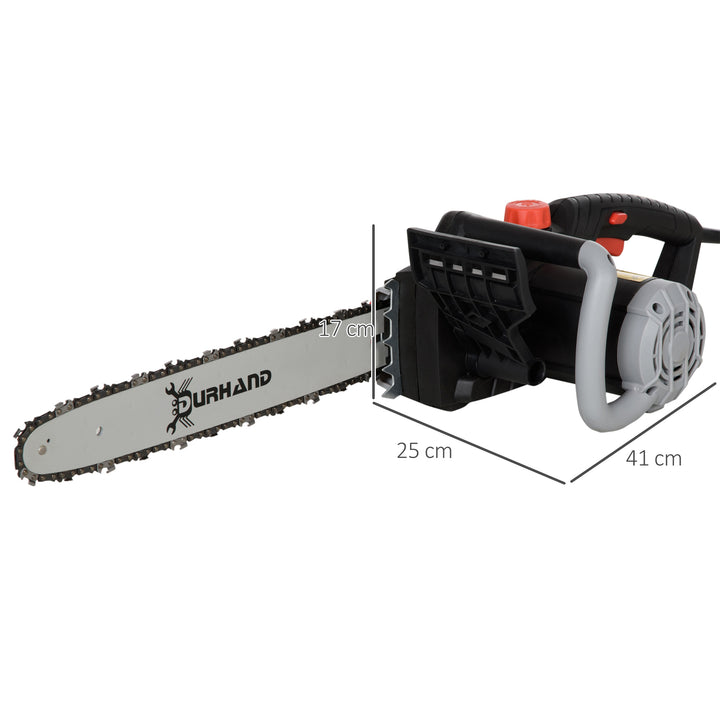 DURHAND 1600W Electric Chainsaw w/ Double Brake, Tool-Free Chain Tensioning, 40cm Guide Bar & Chain Power Saw to Cut Wood | Aosom UK