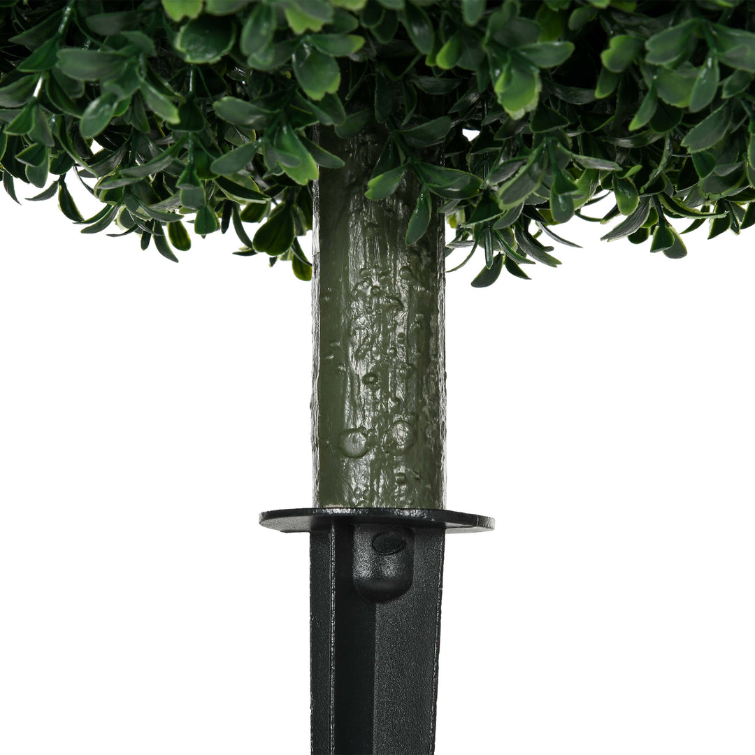 Artificial Boxwood Trees w/ Ground Stake, Set of 2 Ball Shaped Topiary