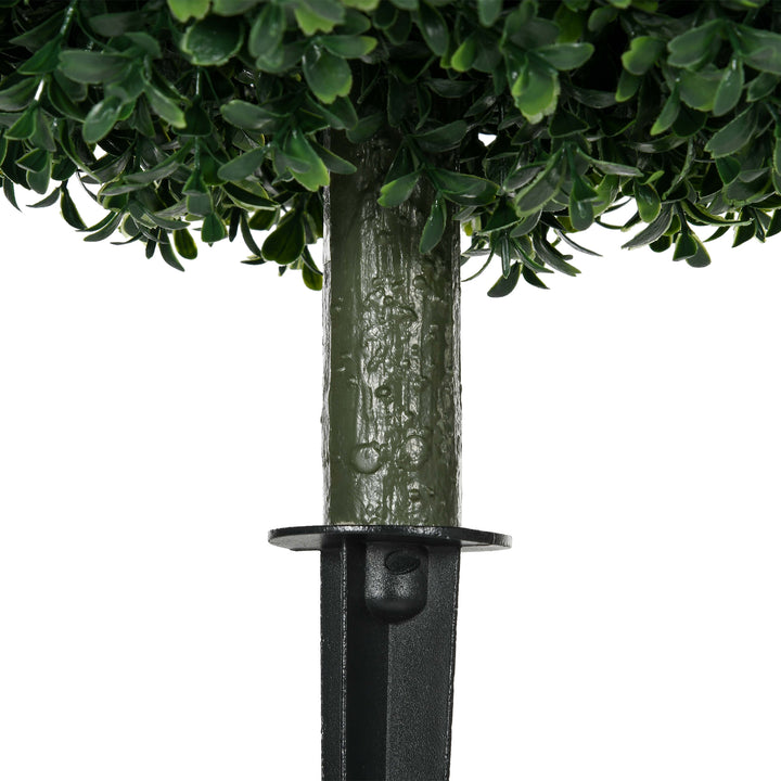 Artificial Boxwood Trees w/ Ground Stake, Set of 2 Ball Shaped Topiary