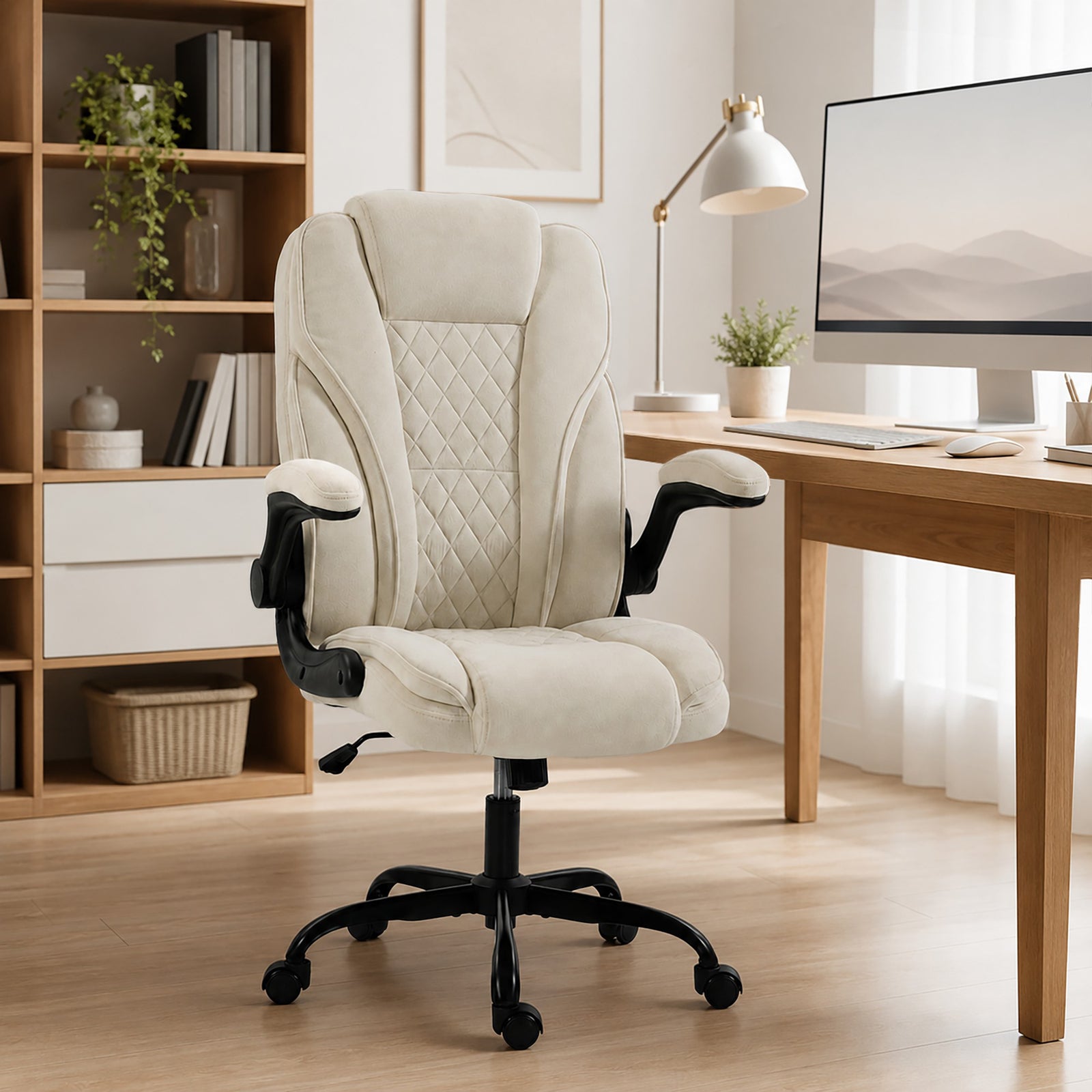 Office Chair, Ergonomic Desk Chair with Flip-up Armrest, Pocket Spring