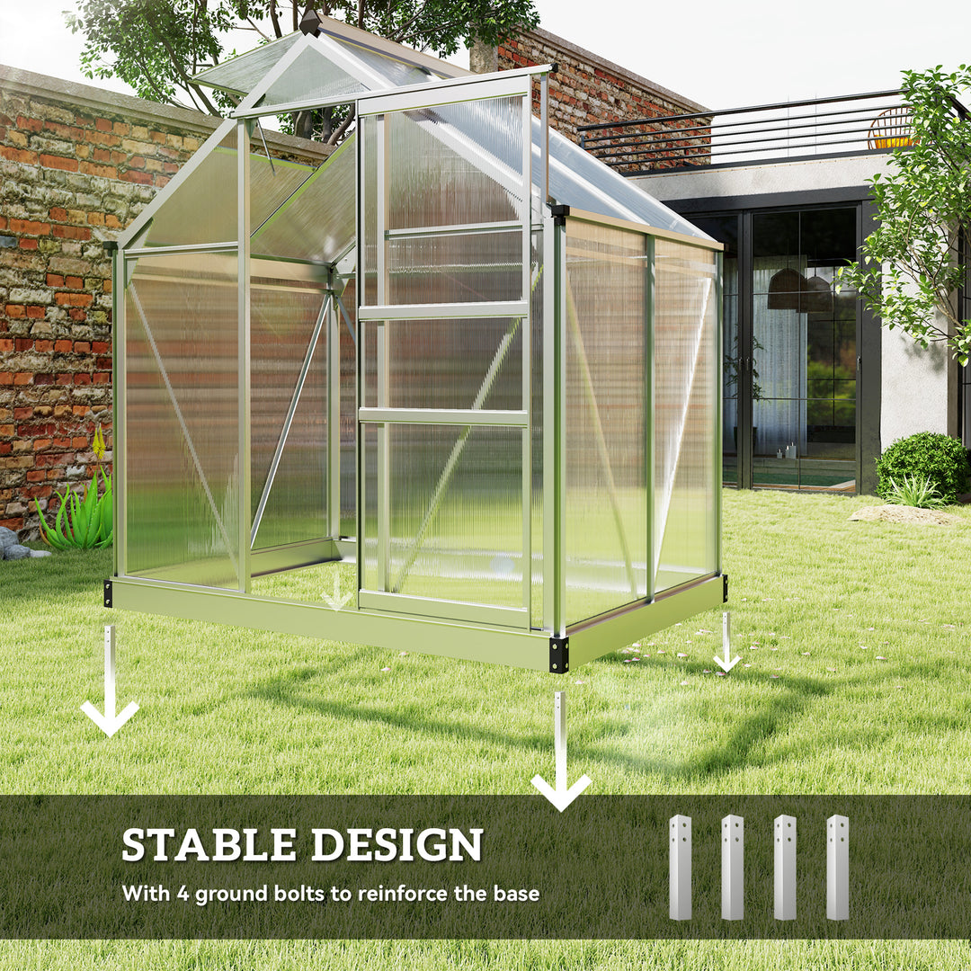 Polycarbonate Greenhouse, Large Walk-In Green House with Slide Door an