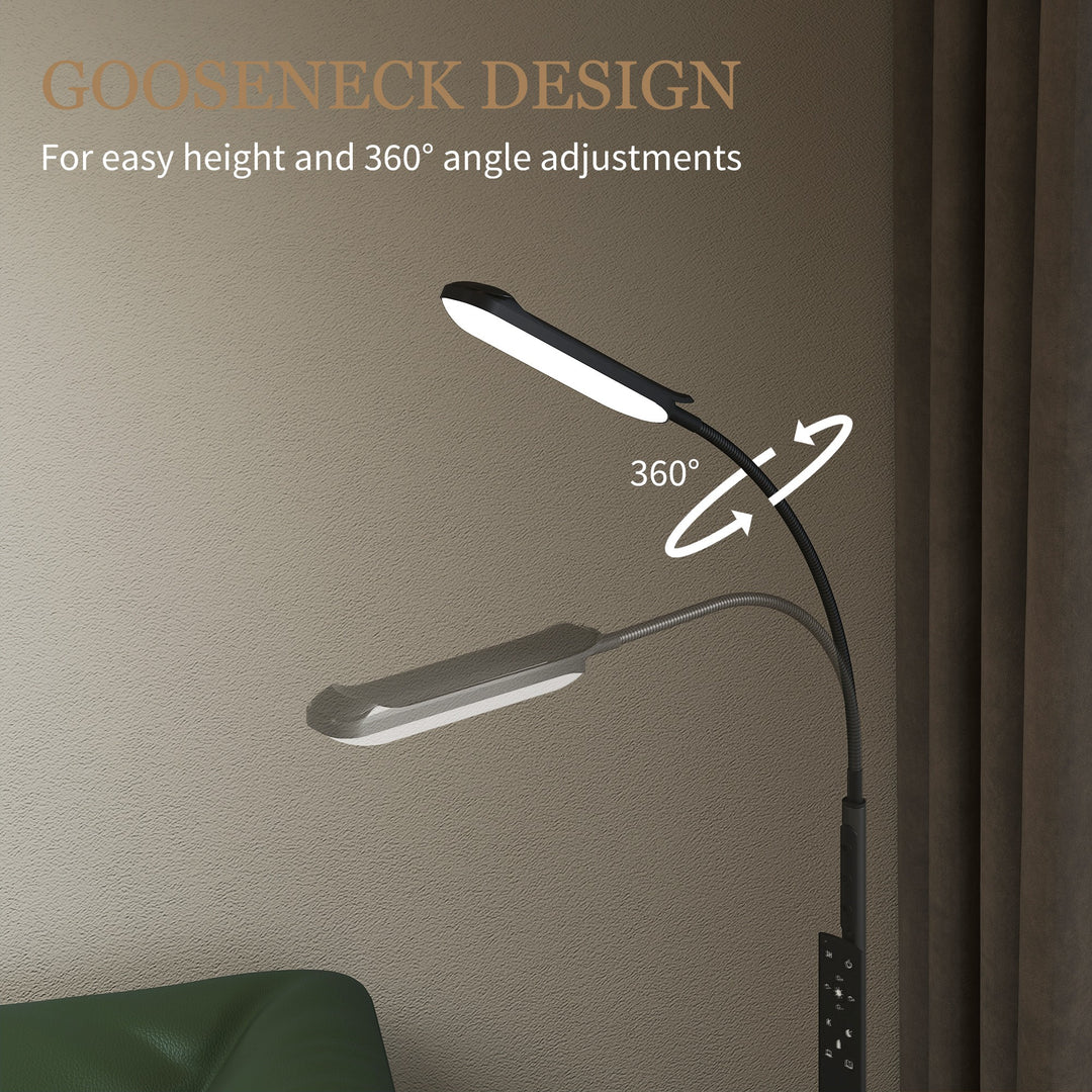 LED Floor Lamp, Standing Lamp with Remote & Touch Control, Stepless Dimmable Colours Temperature & Brightness, 360° Adjustable Gooseneck, 1 Hour Timer, Memory Function for Living Room, Black