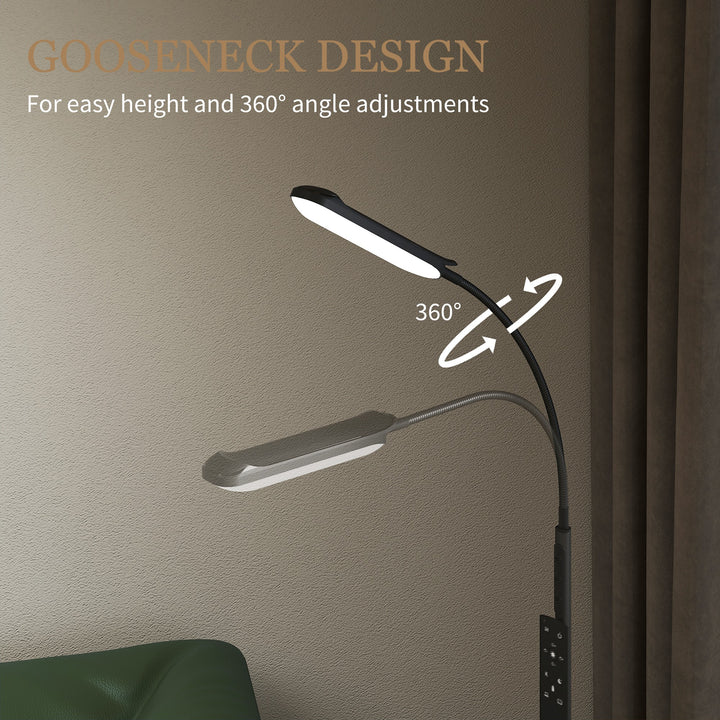 LED Floor Lamp, Standing Lamp with Remote & Touch Control, Stepless Dimmable Colours Temperature & Brightness, 360° Adjustable Gooseneck, 1 Hour Timer, Memory Function for Living Room, Black