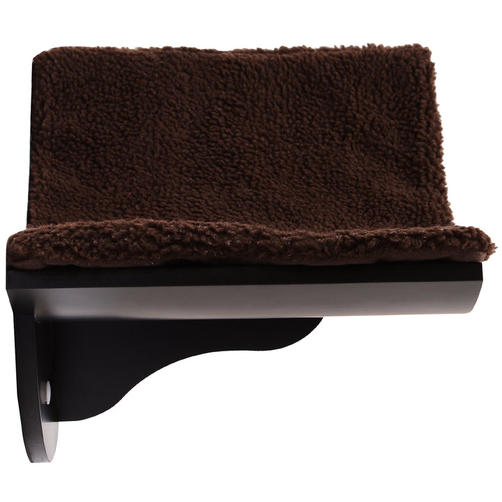 Wood Cat Shelves, Wall-Mounted Cat Shelter, Curved Kitten Bed Perch Climber Furniture 41 x 28 x 21cm Brown