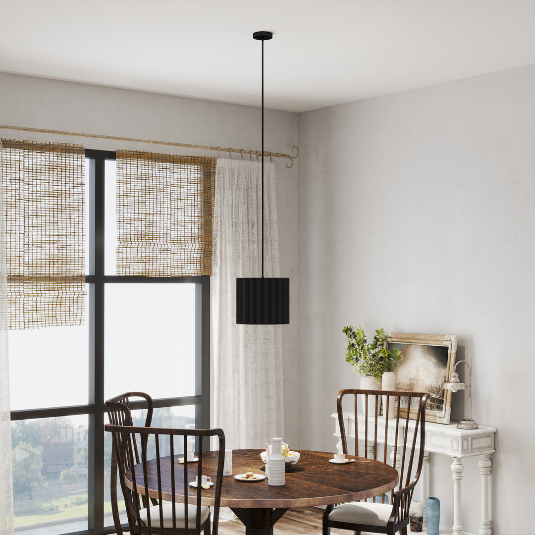 Linen Pendant Light, Modern Wave Ceiling Light Shade, E27 Lampshade for Living Room, Bedroom, Kitchen, Hallway, Black