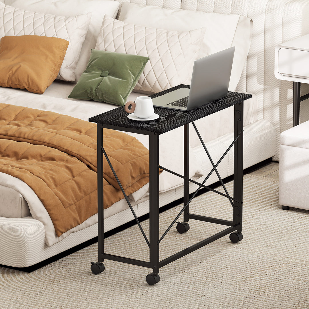 80 cm Folding Desk on Wheels - Black
