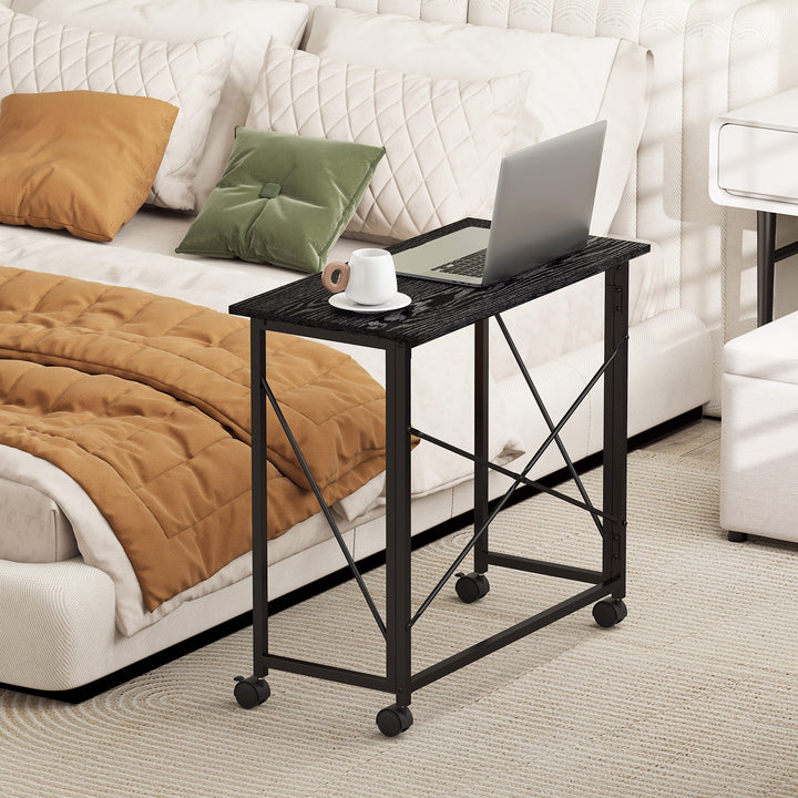80 cm Folding Desk on Wheels - Black