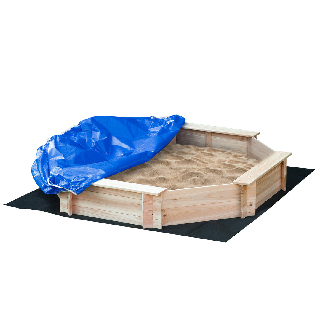 Kids Wooden Sand Pit Children Sandbox with Cover Outdoor Playset for Backyard for 3-8 years 139.5 x 139.5 x 21.5 cm