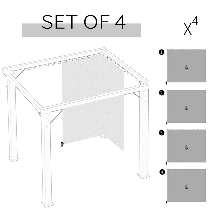 Outsunny 3 x 3(m) Universal Gazebo Sidewall Set with 4 Panels, Hooks/C