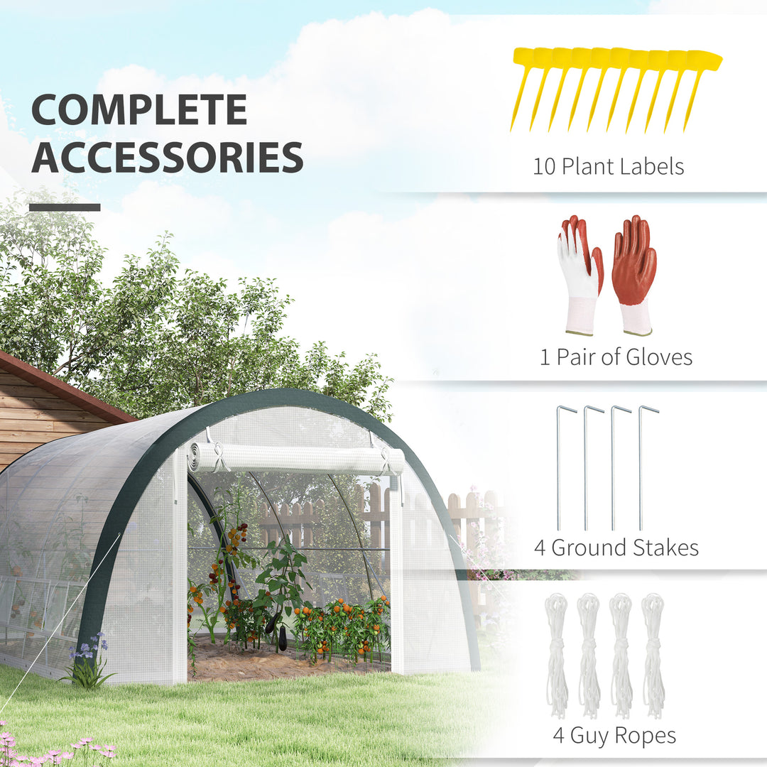 4 x 3(m) Walk-In Tunnel Greenhouse, with Accessories - White