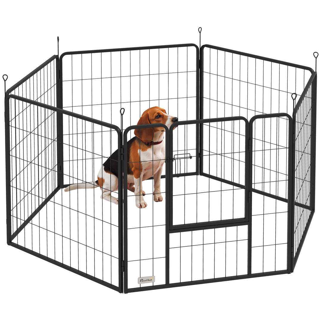 12 Panels Heavy Duty Puppy Playpen, for Small Dogs, Indoor and Outdoor Use - 240cm x 240cm x 60cm - Black