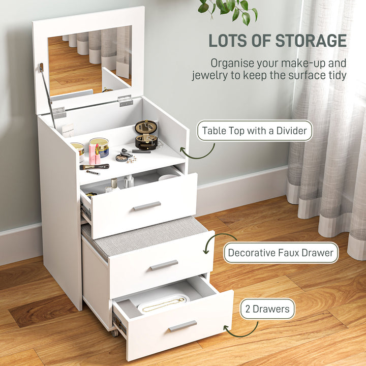 Vanity Desk with Mirror, Modern Dressing Table and Stool with 2 - view 6