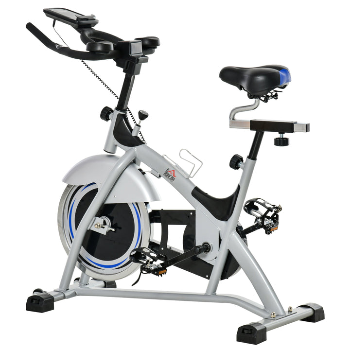 HOMCOM Indoor Cycling Exercise Bike Quiet Drive Fitness Stationary, 15KG Flywheel Cardio Workout Bicycle, Adjustable Seat, LCD Monitor | Aosom UK