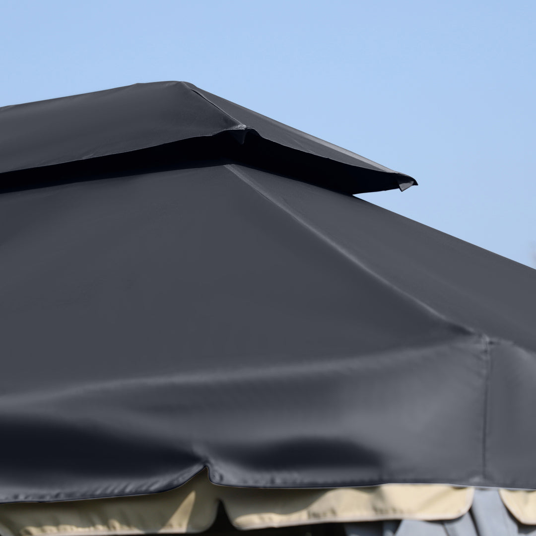 3 x 4m Aluminium Garden Gazebo, Marquee Canopy Shelter Pavilion Party Tent with Nets and Curtains for Garden and Deck, Black