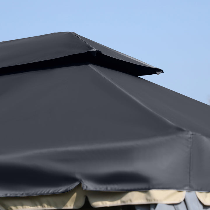 3 x 4m Aluminium Garden Gazebo, Marquee Canopy Shelter Pavilion Party Tent with Nets and Curtains for Garden and Deck, Black