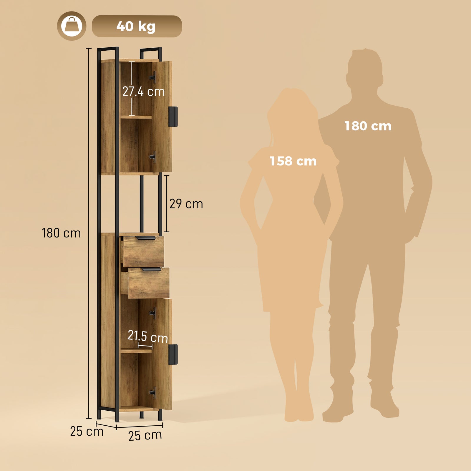 Freestanding Bathroom Cabinet, Tall Bathroom Storage Cabinet with Draw