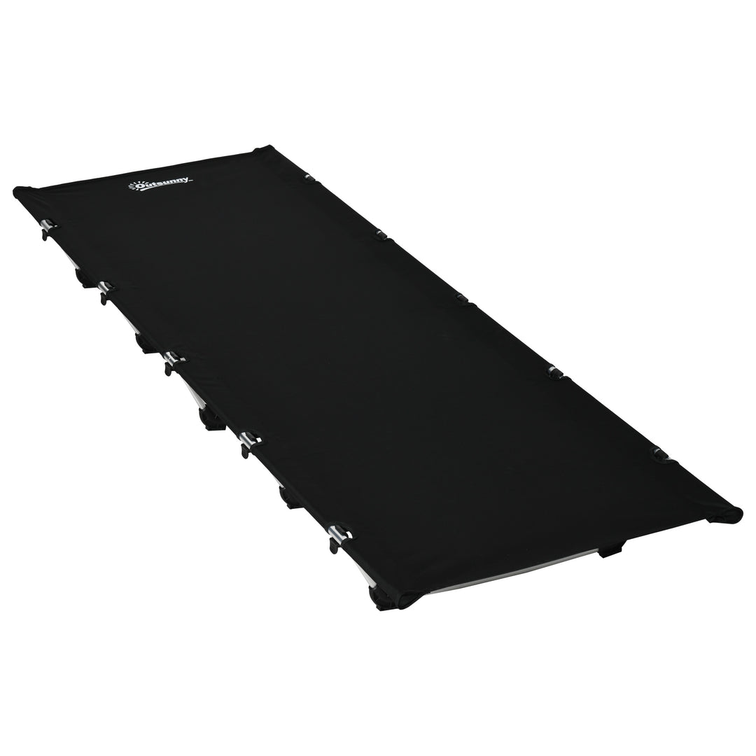 Lightweight Camping Bed, Aluminium Portable Camp Cot w/ Strong Support 150kg and Carry Bag for Camping, Black