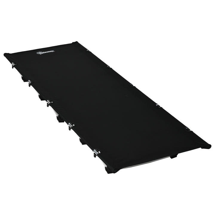 Lightweight Camping Bed, Aluminium Portable Camp Cot w/ Strong Support 150kg and Carry Bag for Camping, Black