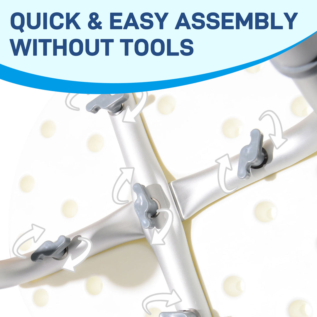 MCL Height Adjustable Bath Stool, Aluminium Shower Stool with Non-Slip Pads for Elderly, Disabled, Seniors, Pregnant, White