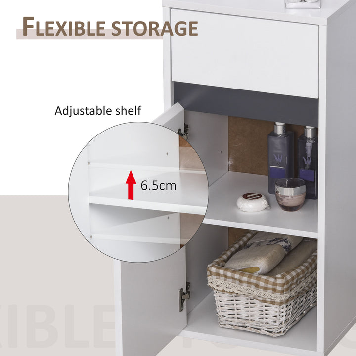 MDF Tri-Compartment Bathroom Storage Cabinet White