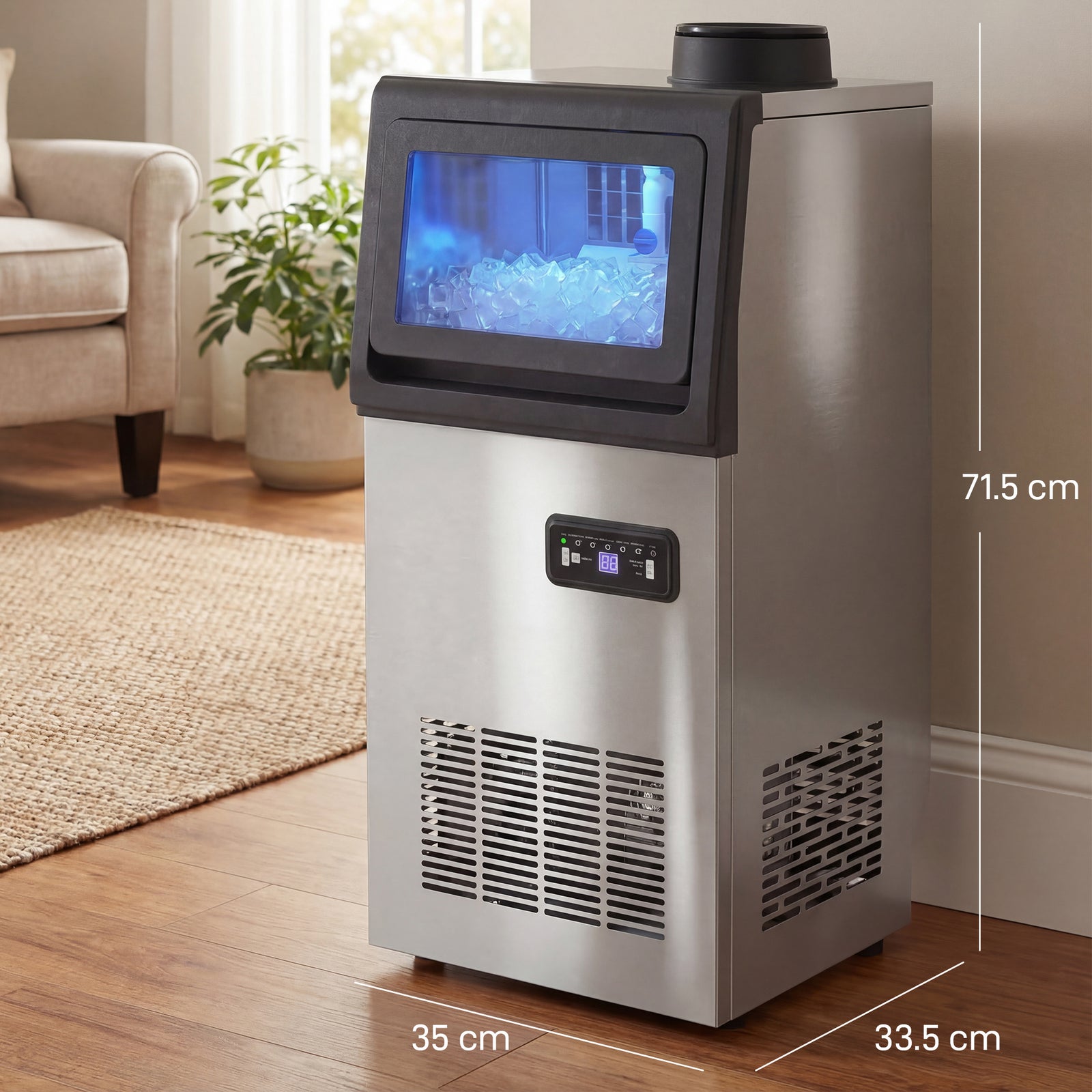 Commercial Ice Maker Machine, 45kg/24H Stainless Steel Under Counter o