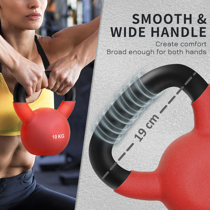 Soft Kettlebell, 10kg Kettle Bell with Non-Slip Handle for Home Gym Weight Lifting and Strength Training, Red