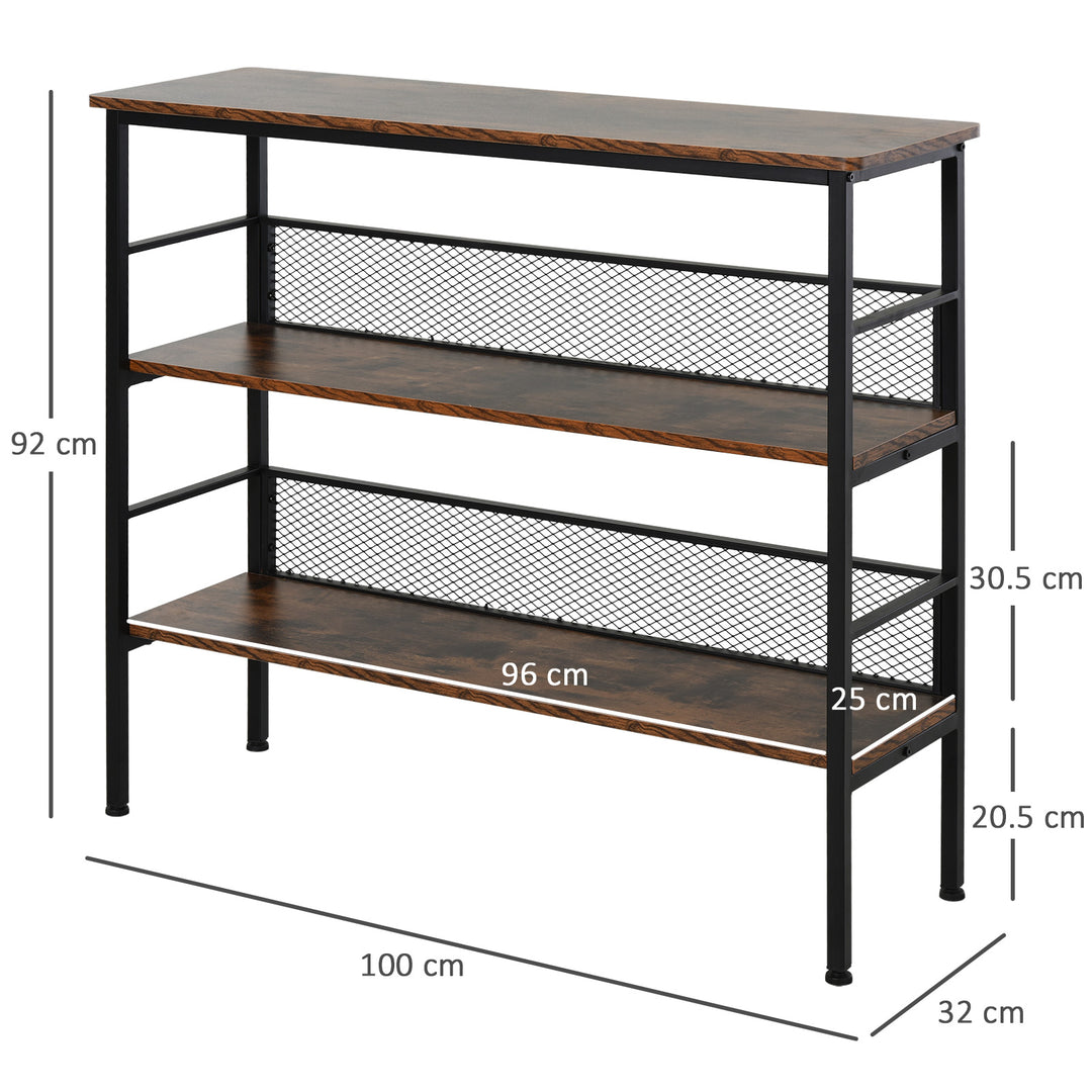 HOMCOM Corner Chic: 3-Tier Adjustable Shelf Unit with Back Panels, Smooth Surface for Home Office, Black/Brown | Aosom UK