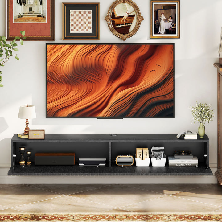 140cm Floating TV Stand, Wall Mount TV Unit with Cable Management Hole