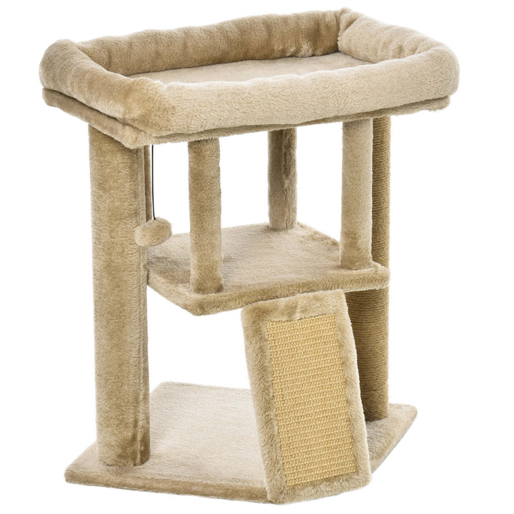 MCL Cat Tree Tower for Indoor Cats Cat Scratching Post Climbing Activity Centre w/Jute Scratching Pad, Toy Ball, Cat House - Coffee
