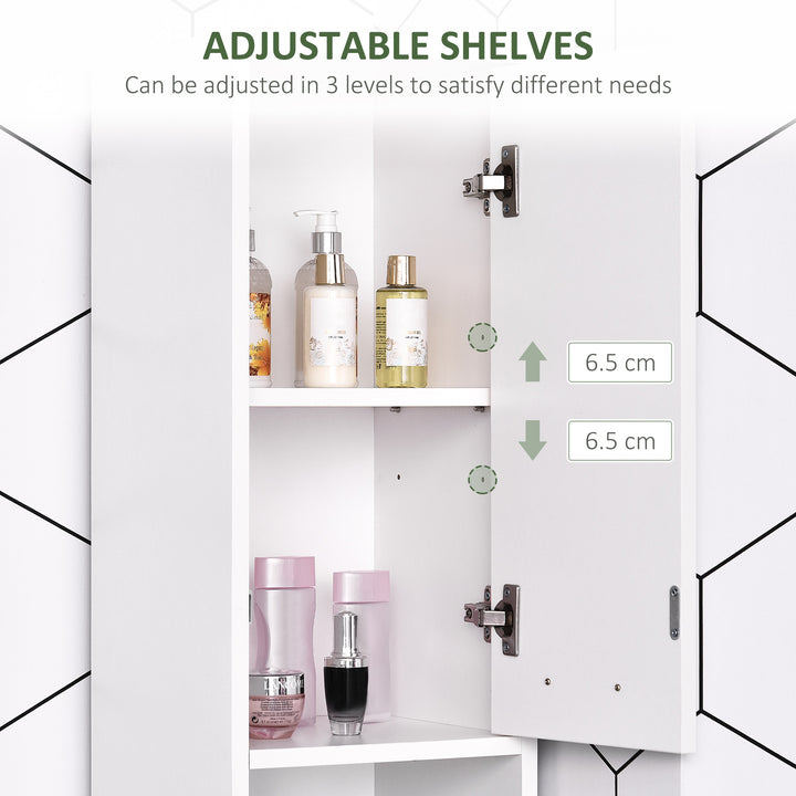 Bathroom Floor Storage Cabinet Slim Tallboy w/ Door Cupboard & Shelves For Living Room, Bedroom, Hallway White