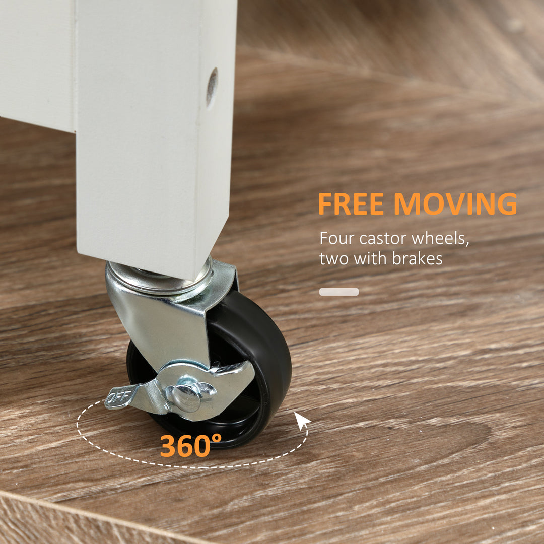 MCL Kitchen Trolley, Kitchen Island on Wheels with Embossed Door Panel, Utility Kitchen Cart with 3 Storage Shelves, White