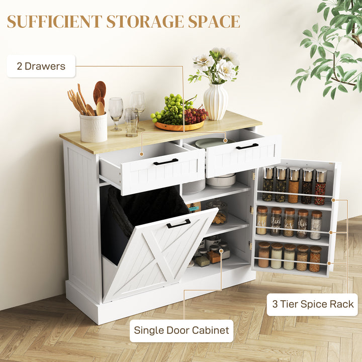 Sideboard with Tilt-out Trash Bin, Farmhouse Kitchen Sideboard with 2 