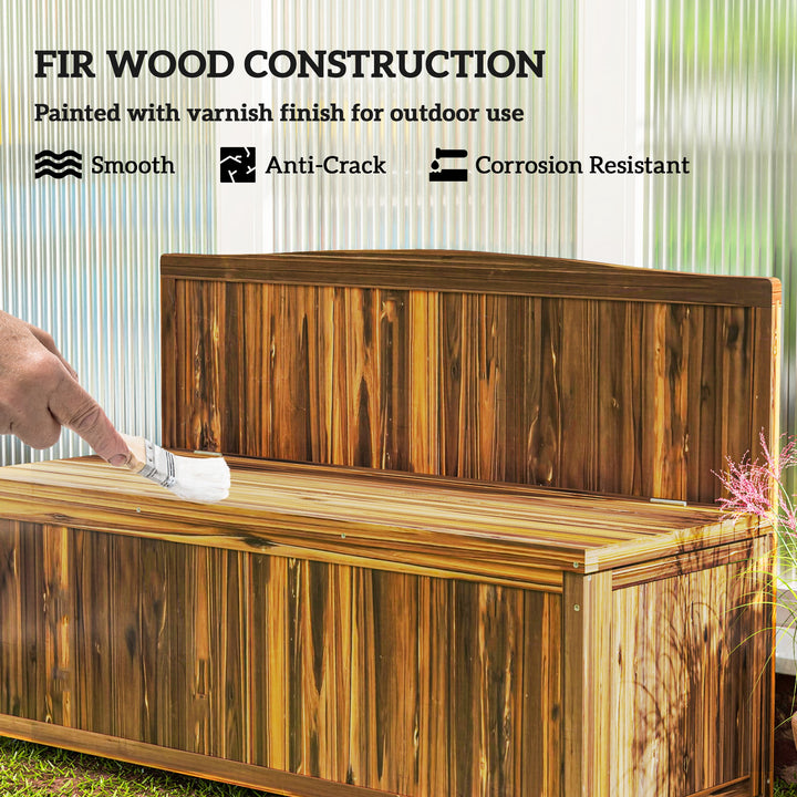 Wood Storage Bench for Patio Furniture, Outdoor Garden Seating Tools, Brown