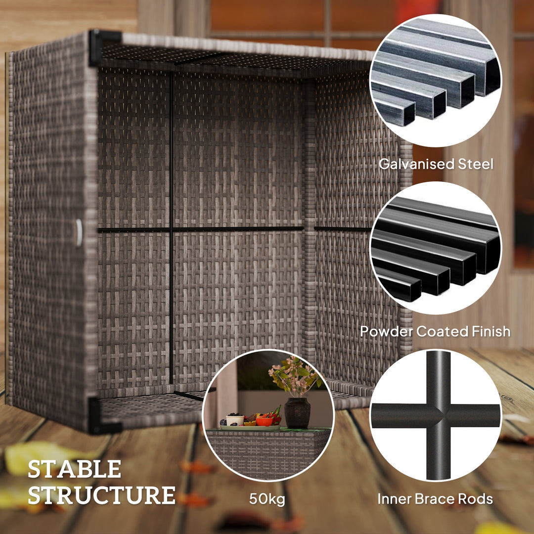 62 x 62cm Glass-Top Rattan Side Table - Dark Grey