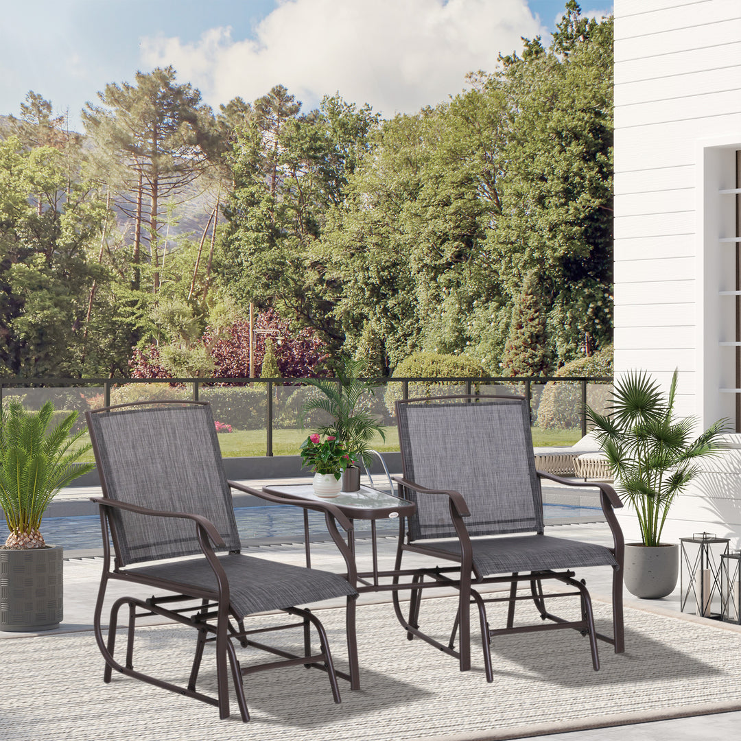 Gliding Jack and Jill Seat, with Glass-Top Table - Brown/Grey