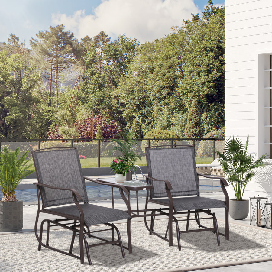 Gliding Jack and Jill Seat, with Glass-Top Table - Brown/Grey