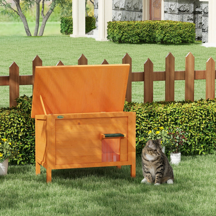 Feral Cat House, Wooden Insulated with Removable Floor, Water-Resistant Openable Roof