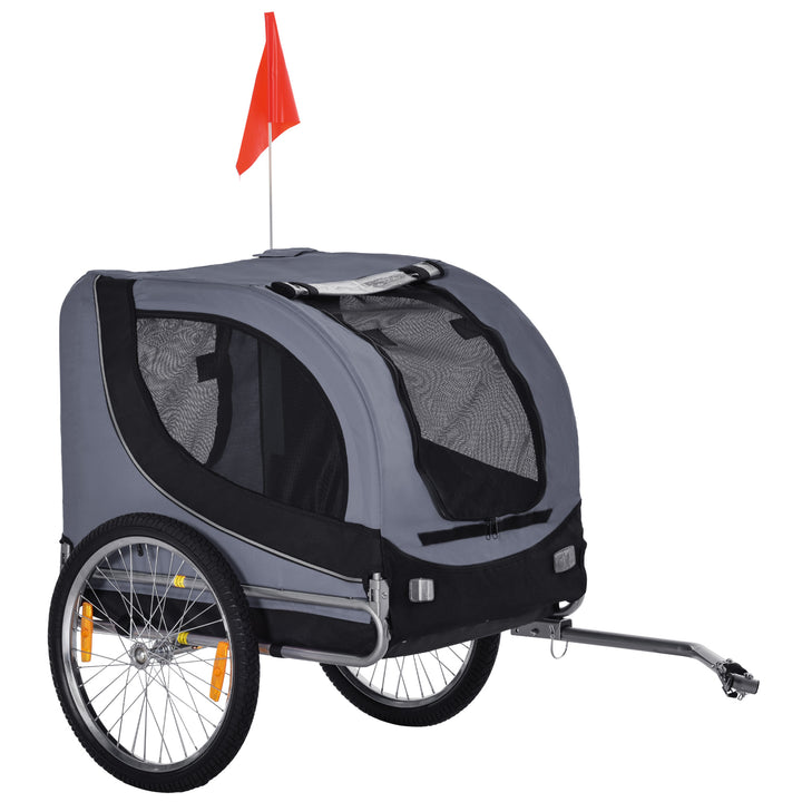 PawHut Dog Bike Trailer, Steel Pet Cart Carrier for Bicycle, Water Resistant Travel Kit, Grey and Black | Aosom UK