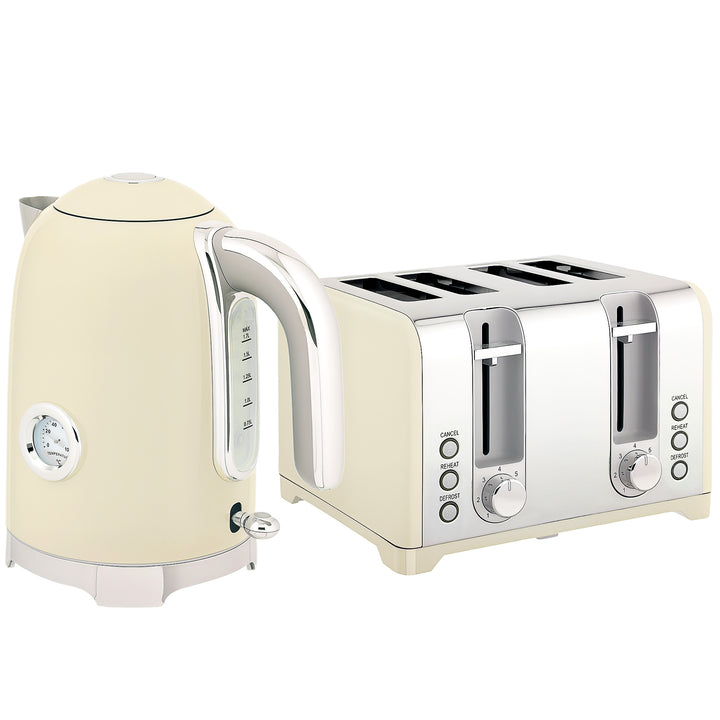 MCL Retro 3000W Kettle and Toaster Set - Cream