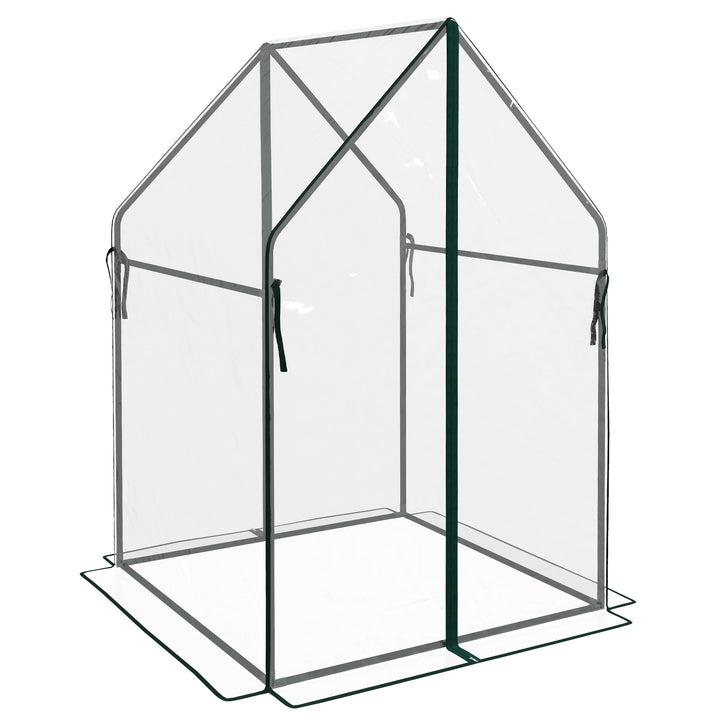 Outsunny Portable Greenhouse: Compact Garden Growhouse with Dual Zipped Doors, Indoor Outdoor Plant Protection, 90 x 90 x 145cm, Clear | Aosom UK