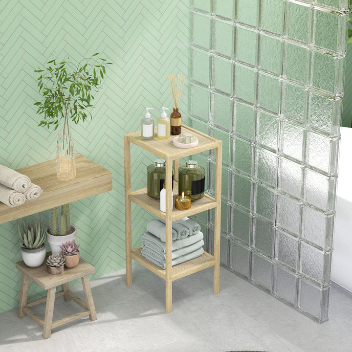 Three-Tier Bamboo Bathroom Shelf - Natural Finish