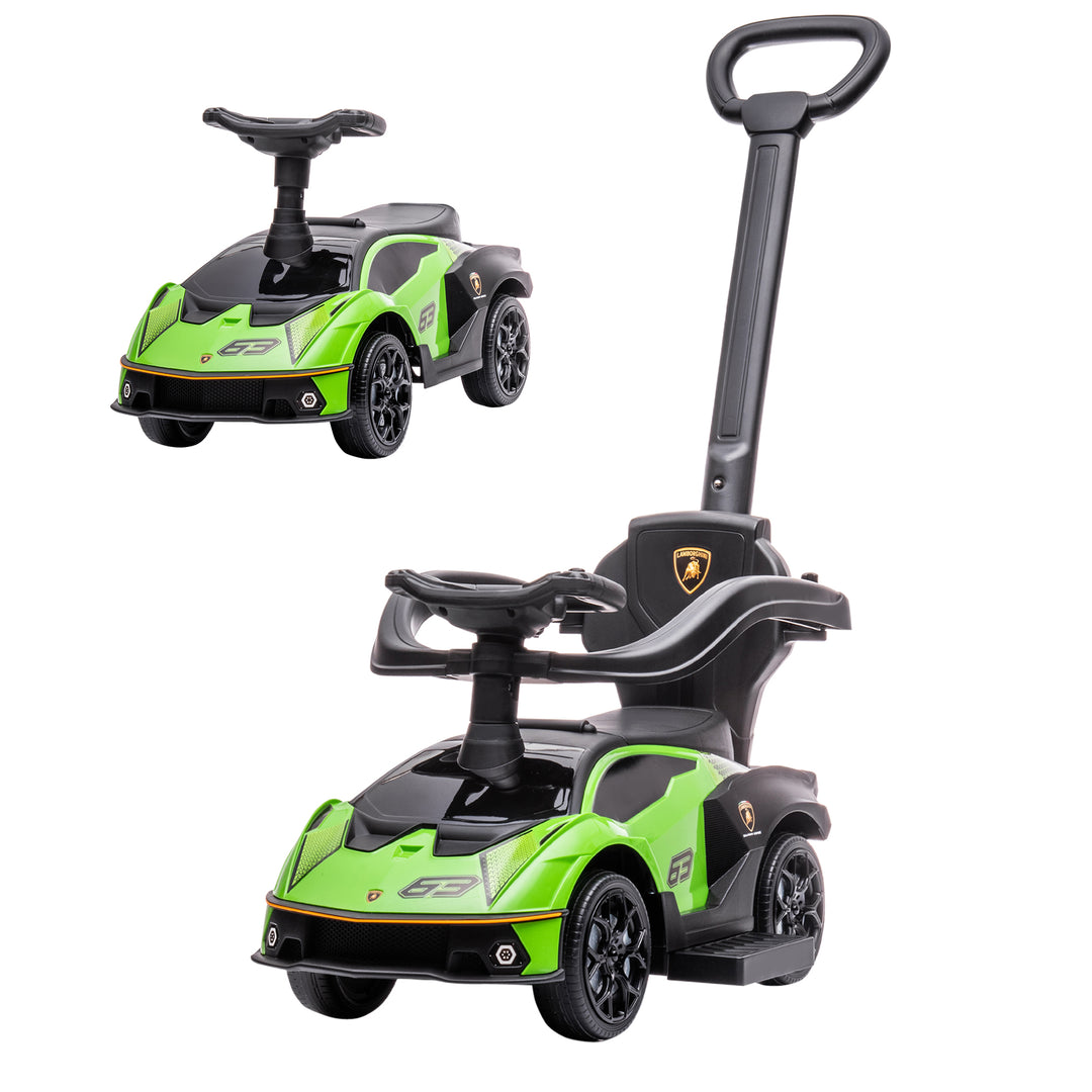 MCL Kids 2-In-1 Lamborghini Ride-On and Stroller, with Horn - Green